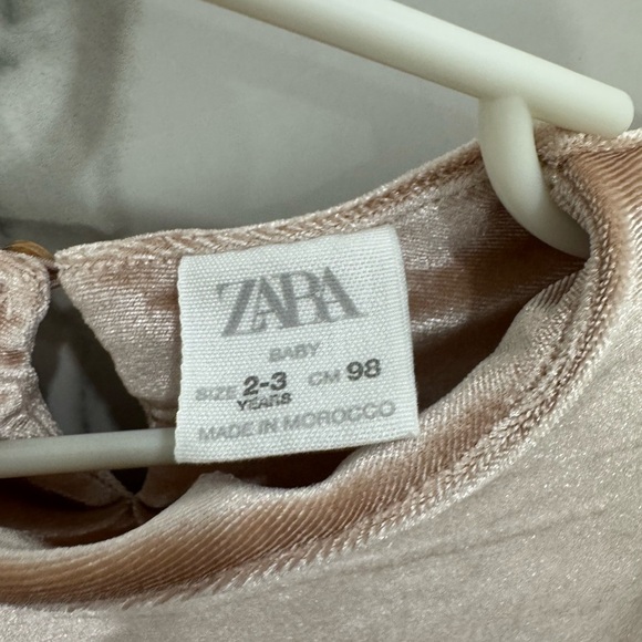 Zara Girls Velvet Tull Dress in Light Pink - Picture 2 of 5